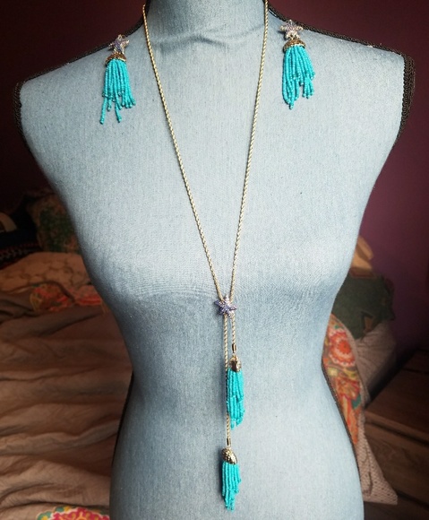 Betsey Johnson Jewelry - Betsey Johnson tassel necklace and earring set